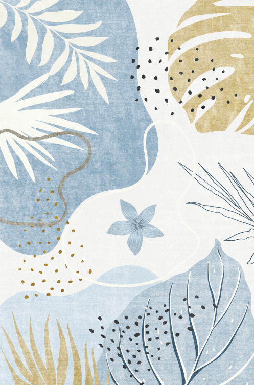 Bloomy | Custom Washable Rugs Print Carpet Runner Blue | Multi Color