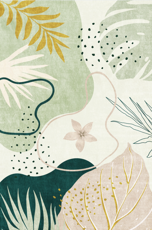 Bloomy | Custom Washable Rugs Print Carpet Runner Green | Multi Color